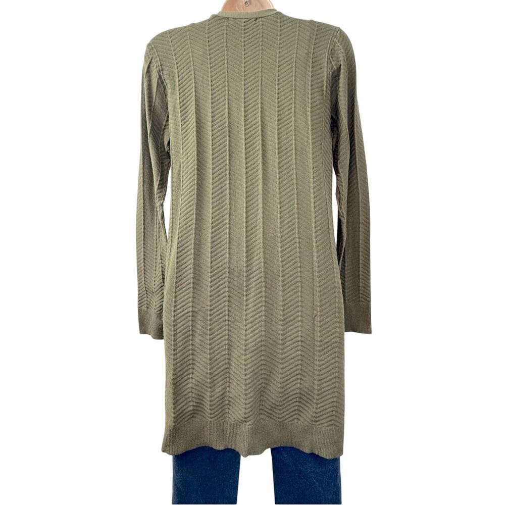 NWT Love Ellie Olive Green Cardigan Sweater Open Front Longer Length has Pockets - Picture 8 of 16